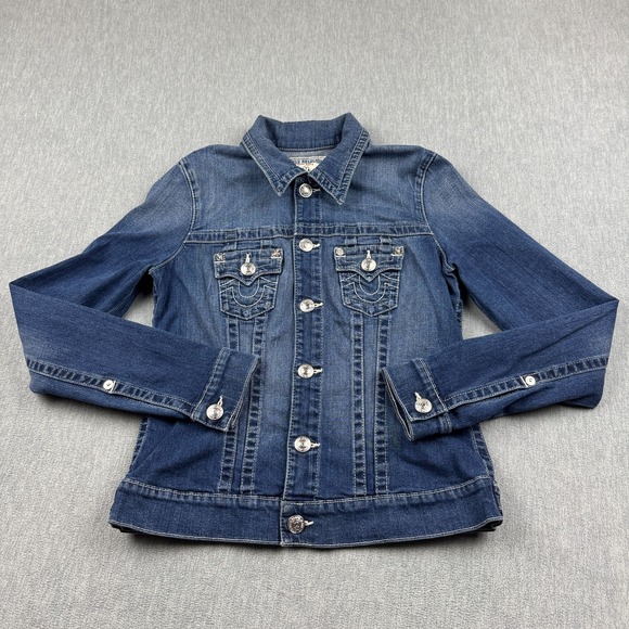 True Religion Jackets & Blazers - True Religion Trucker Jacket Womens Medium Blue Denim Jeans Super T Dark Wash
